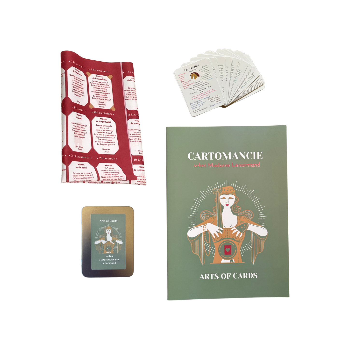 Jeu de cartes d'apprentissage Lenormand 8x4+4 un cours Lenormand pour débutants et avancés