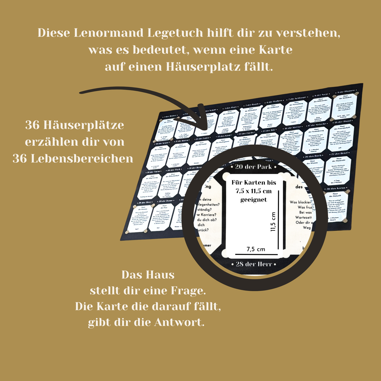 Grandes maisons Lenormand - étalage 9x4 pour les grandes cartes Lenormand à apprendre