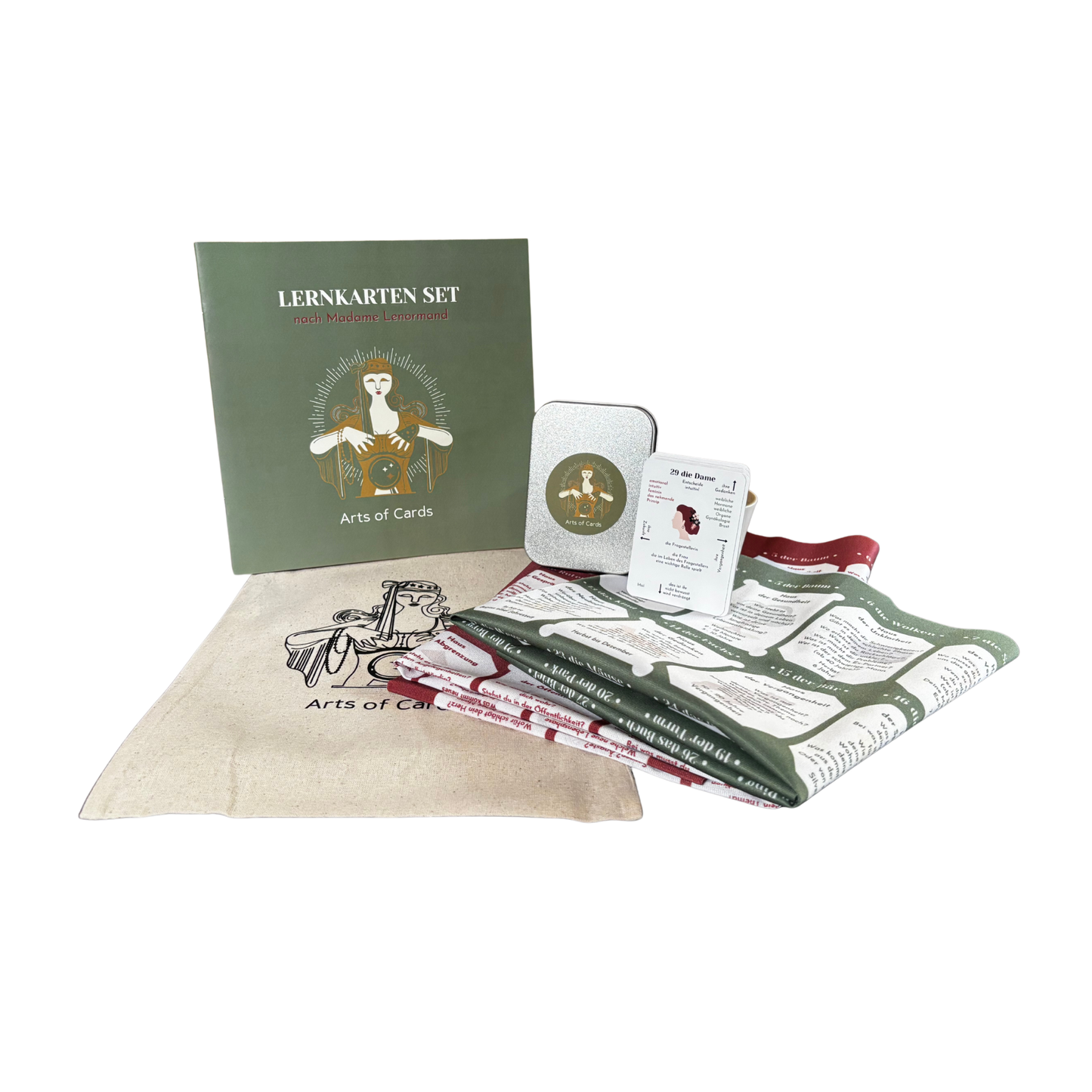 Großes Lenormand Lernkartenset mit Lernkartendeck ein Booklet und 2 Häusertafeln