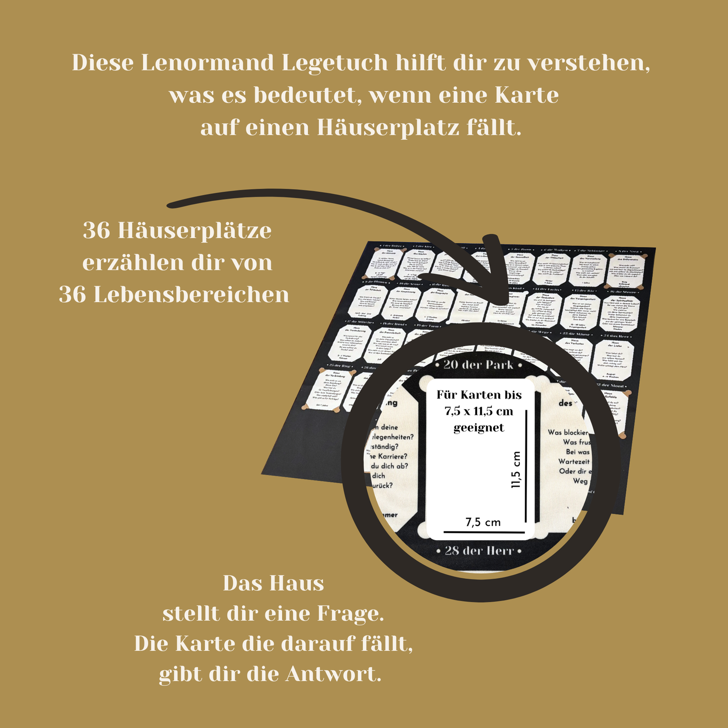 Lenormand Legetuch für große Karten 8x4+4 Legemuster