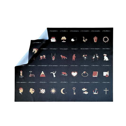 Lenormand grand Tapis 9x4 Tableau des maisons Tissu pour grandes cartes Lenormand Noir