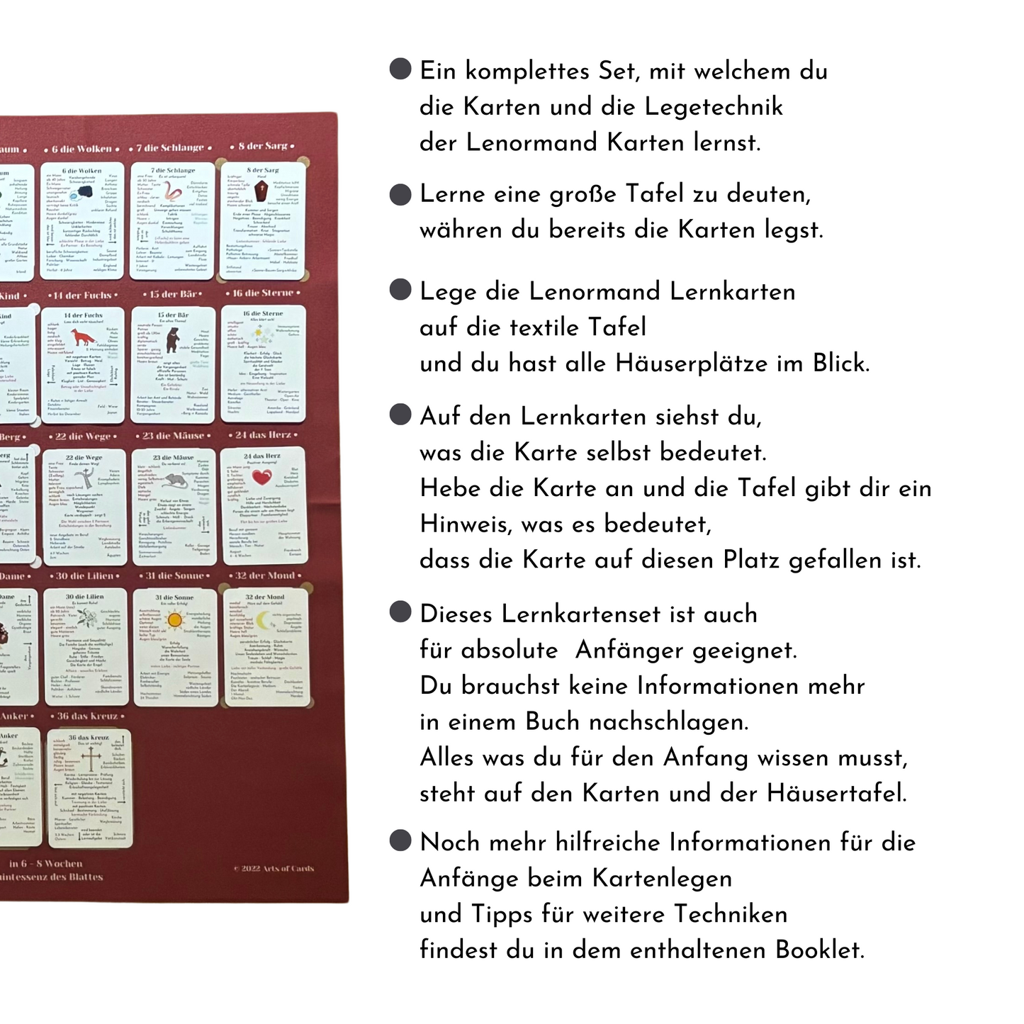 Lenormand Lernkarten Set 8x4+4 ein Lenormand Kurs für Anfänger und Fortgeschrittene