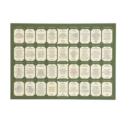 Lenormand tableau house chart for learning 9x4
