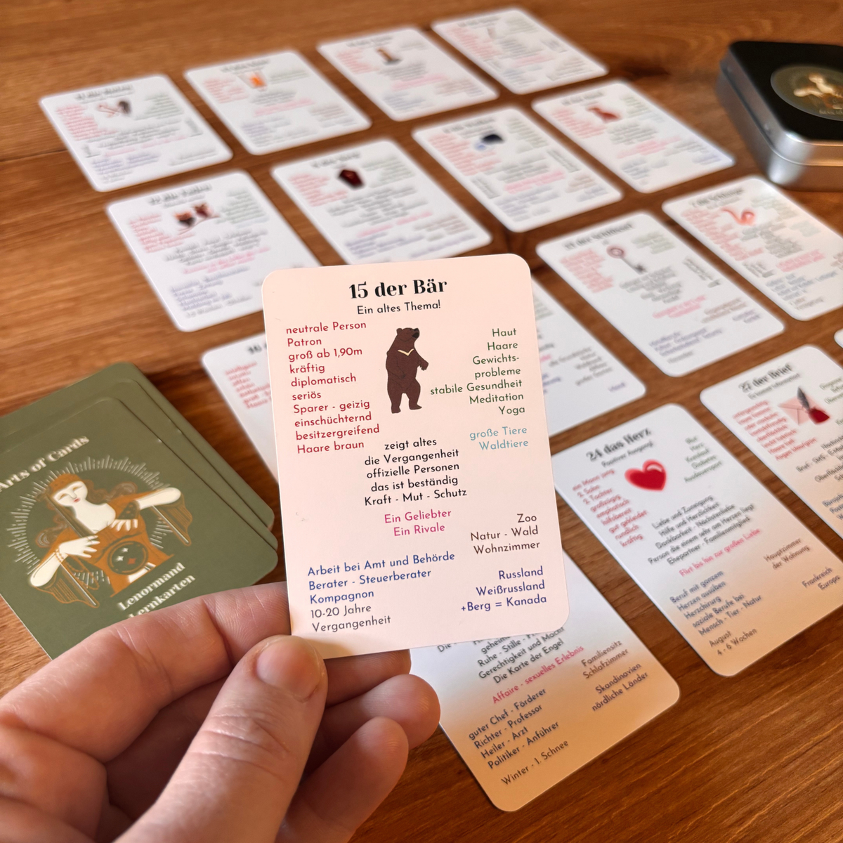 Lenormand Lernkarten Deck mit Bedeutungen
