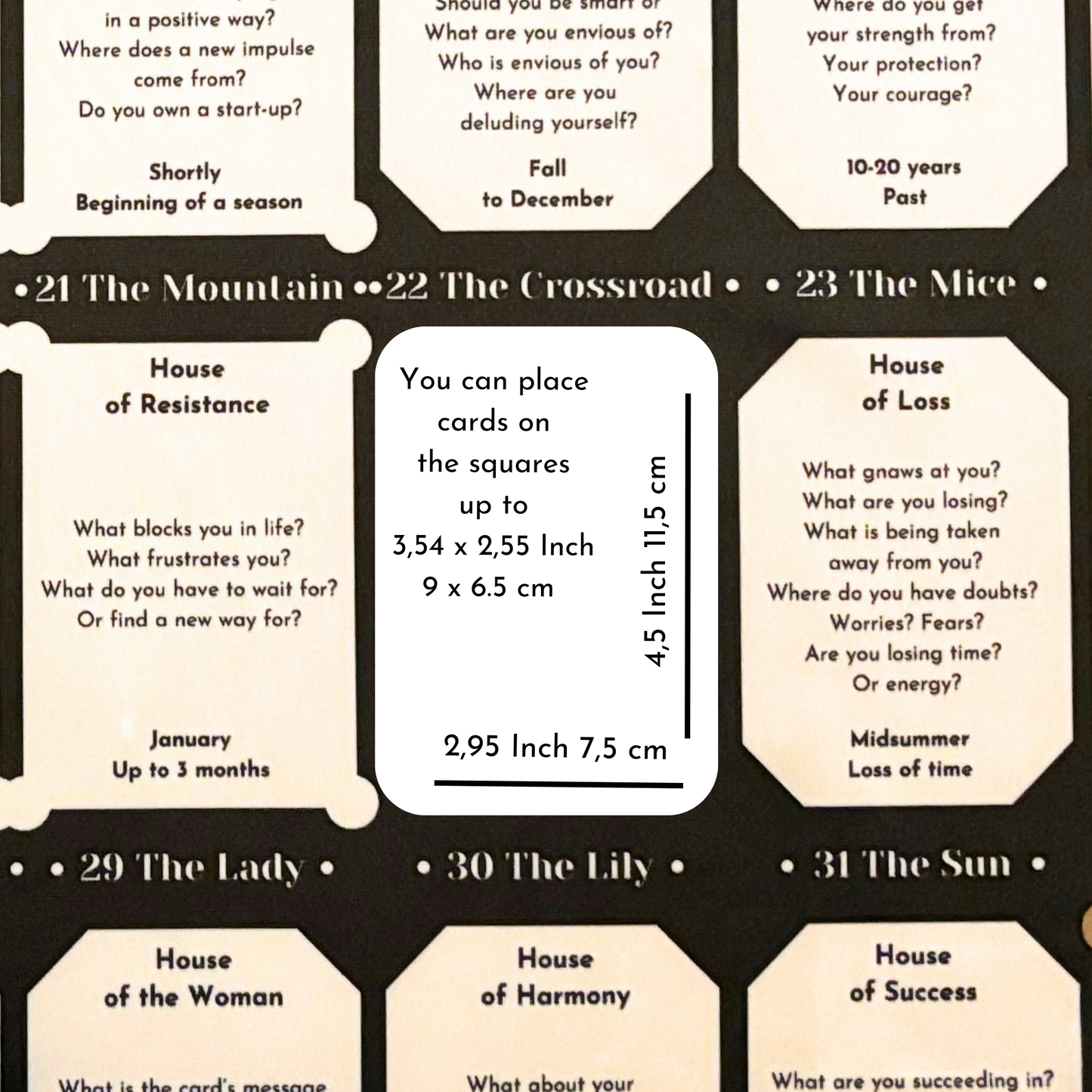 Learn Lenormand House table for large cards