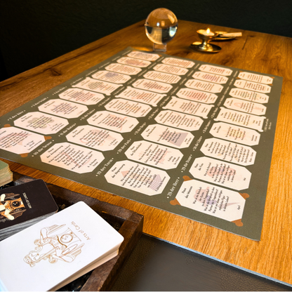 Lenormand Grand Tableau 9x4 – Legetuch zum Lernen der Großen Tafel