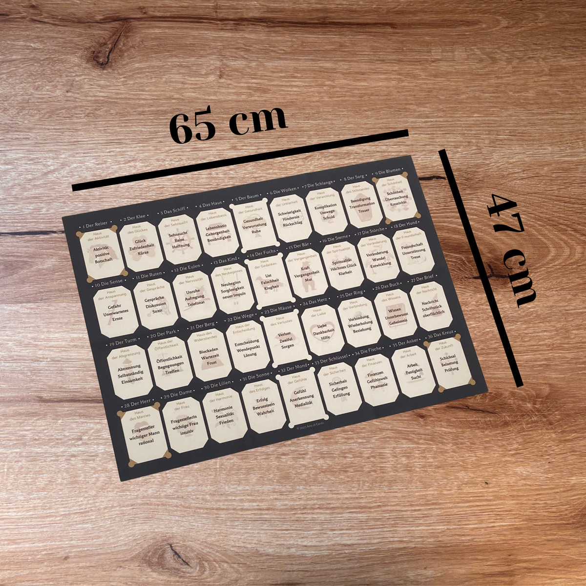 Lenormand Legetuch 9x4 Häusertafel für das Grand Tableau