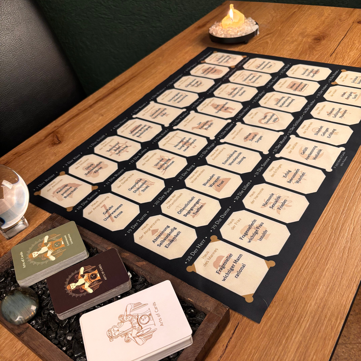 Lenormand Legetuch 9x4 Häusertafel für das Grand Tableau