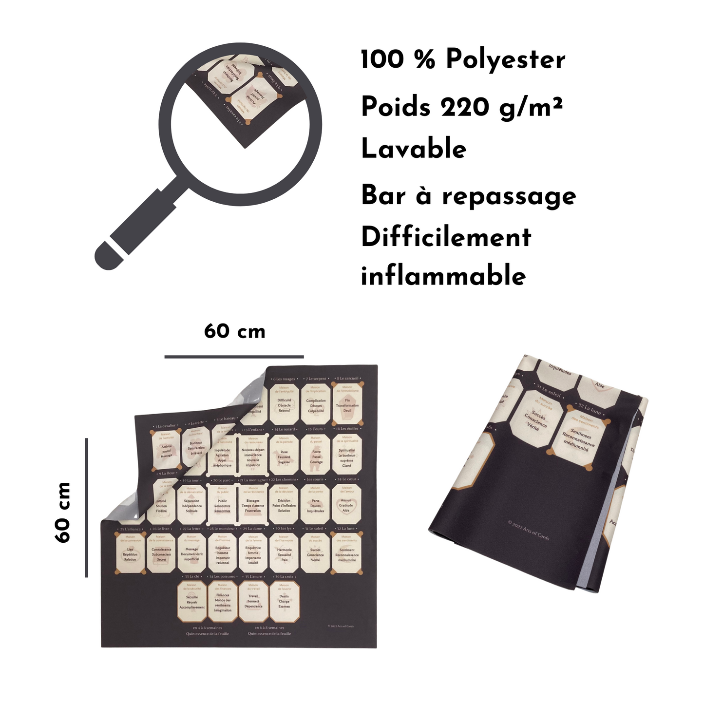 Lenormand Chiffon de tirage Tableau de maisons Support 8x4+4 Grand Tableau Tapis