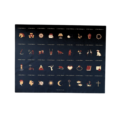 Lenormand großes Legetuch 9x4 Häusertafel Tuch für große Lenormandkarten Schwarz