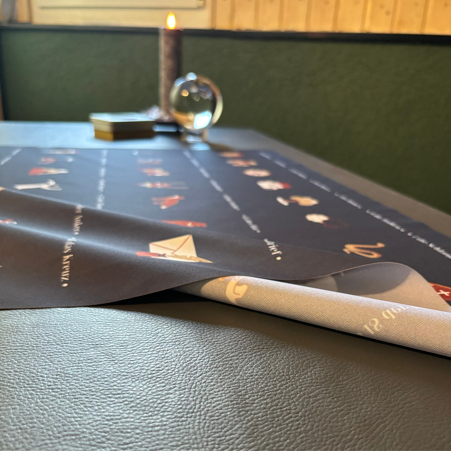 Lenormand großes Legetuch 9x4 Häusertafel Tuch für große Lenormandkarten Schwarz