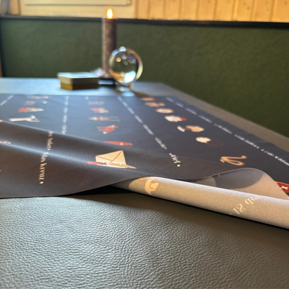 Lenormand großes Legetuch 9x4 Häusertafel Tuch für große Lenormandkarten Schwarz