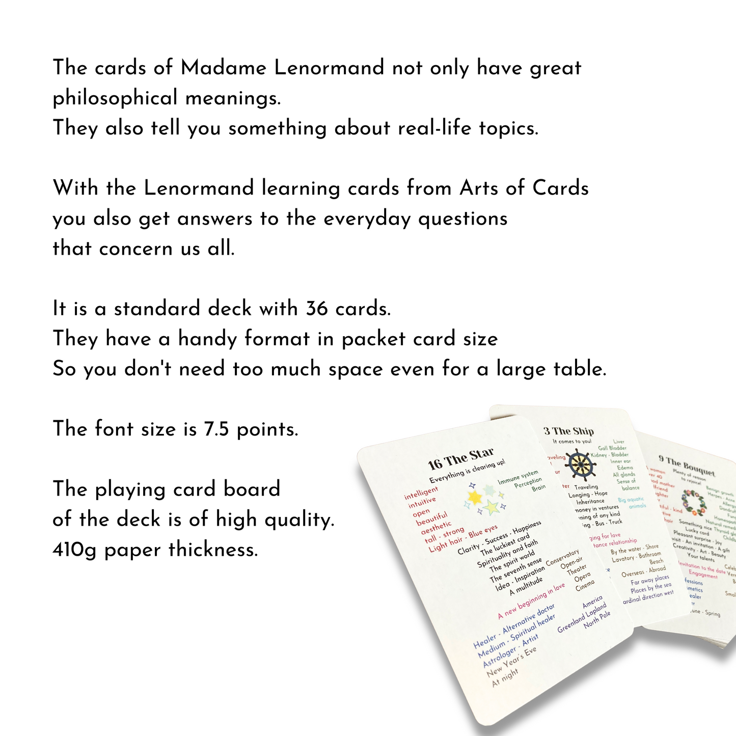 Lenormand Learning Card Set 8x4+4 a Lenormand course for beginners and advanced