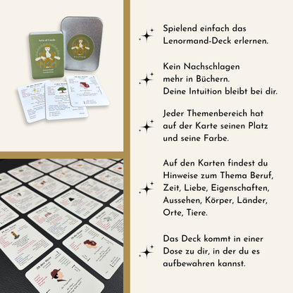 Lenormand Lernkarten Deck mit Bedeutungen