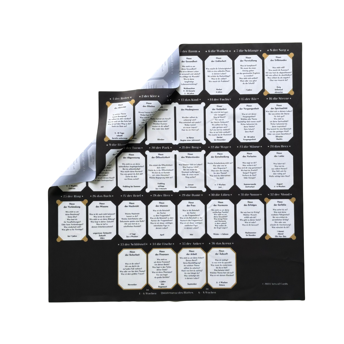 Lenormand large houses - 8x4+4 spread for large Lenormand cards to learn